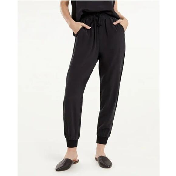 Splendid Naya Silk Mix High Rise Drawcord Waist Jogger Black L NWT - Picture 1 of 10